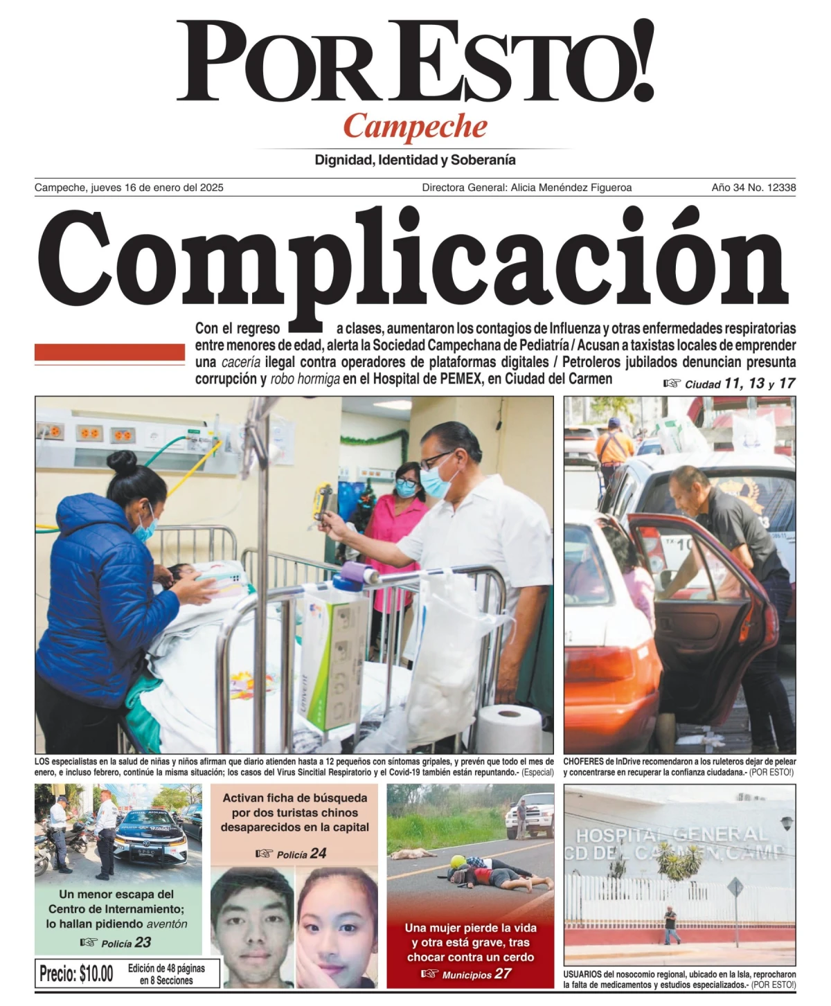 Portada de Por Esto (campeche) del jueves, 16 de enero de 2025