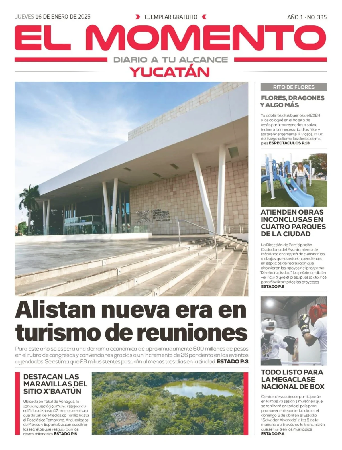 Portada de El Momento Yucatan del jueves, 16 de enero de 2025