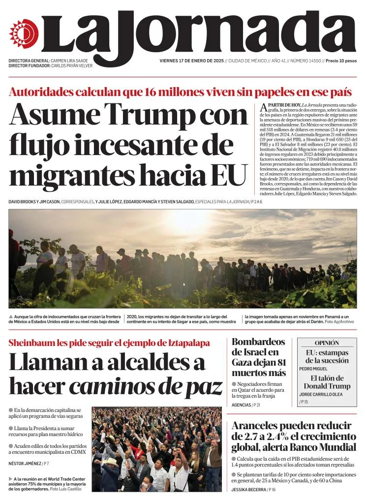 Portada de La Jornada