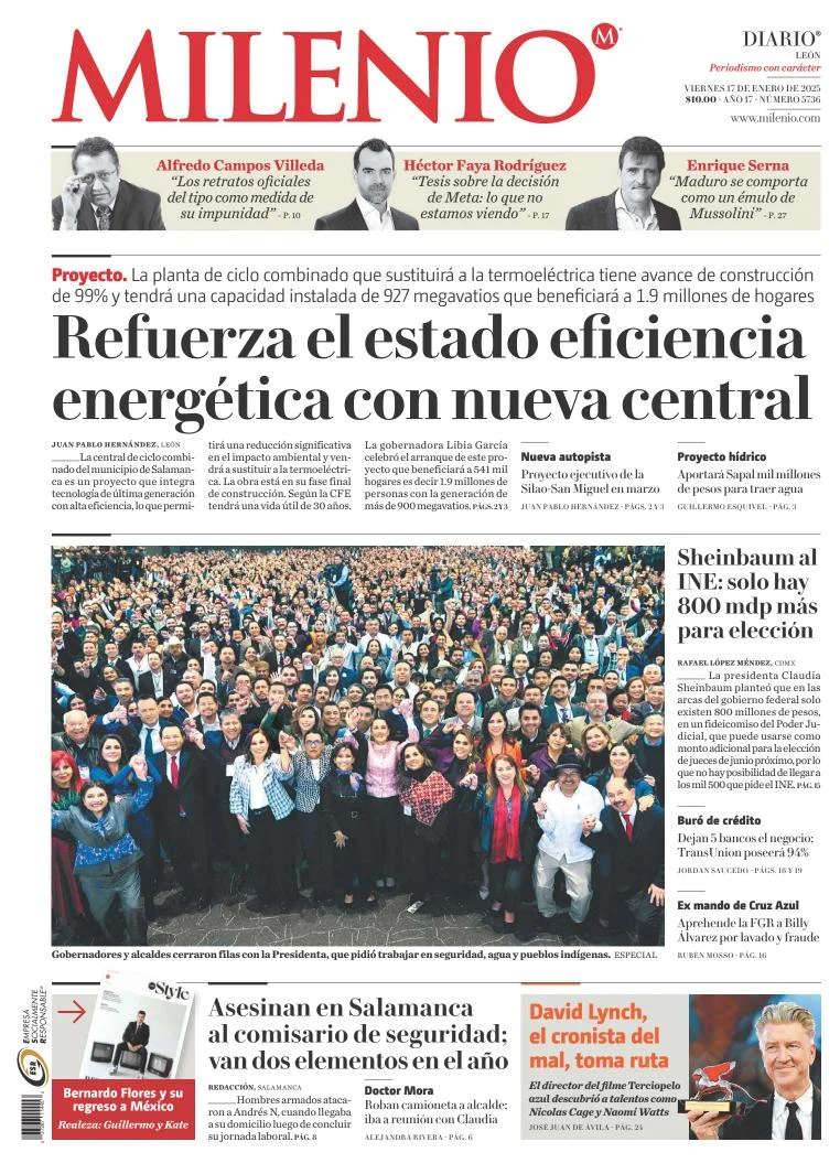 Portada de Milenio León del viernes, 17 de enero de 2025