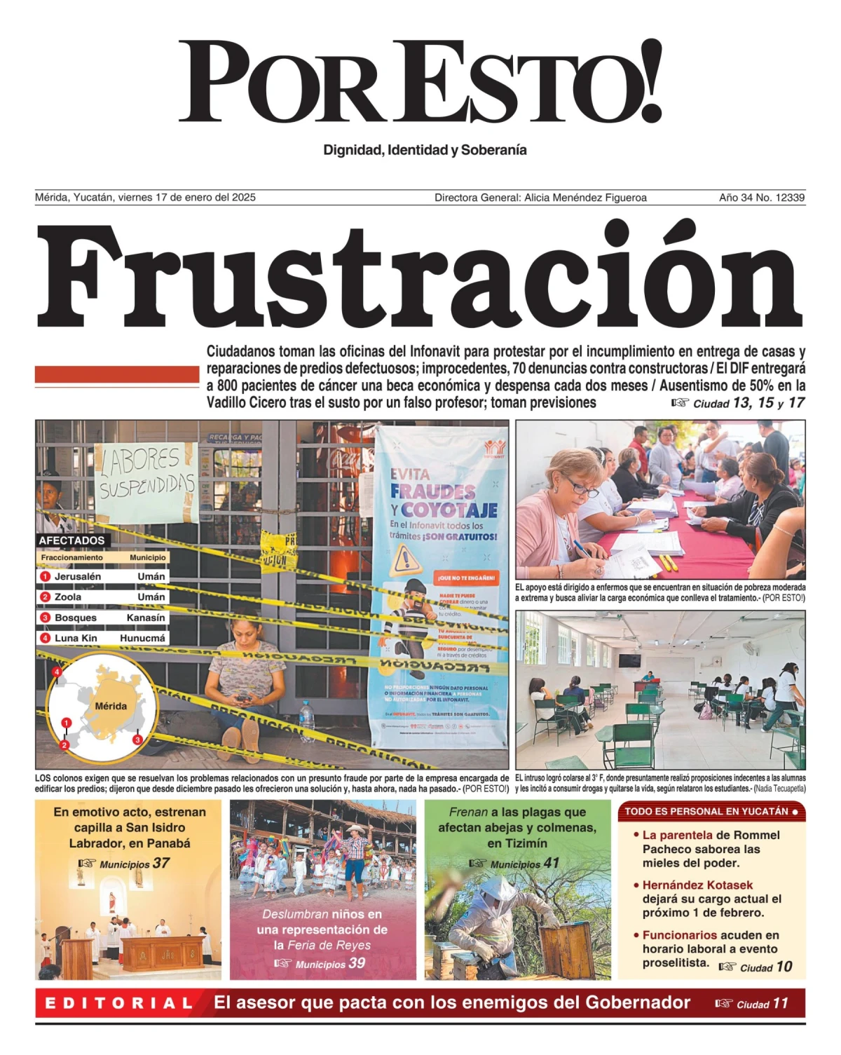 Portada de Por Esto (merida, Yucatan) del viernes, 17 de enero de 2025