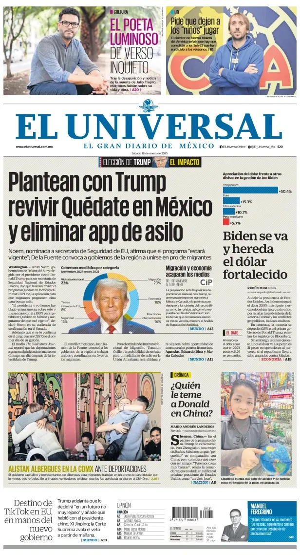 Portada de El Universal