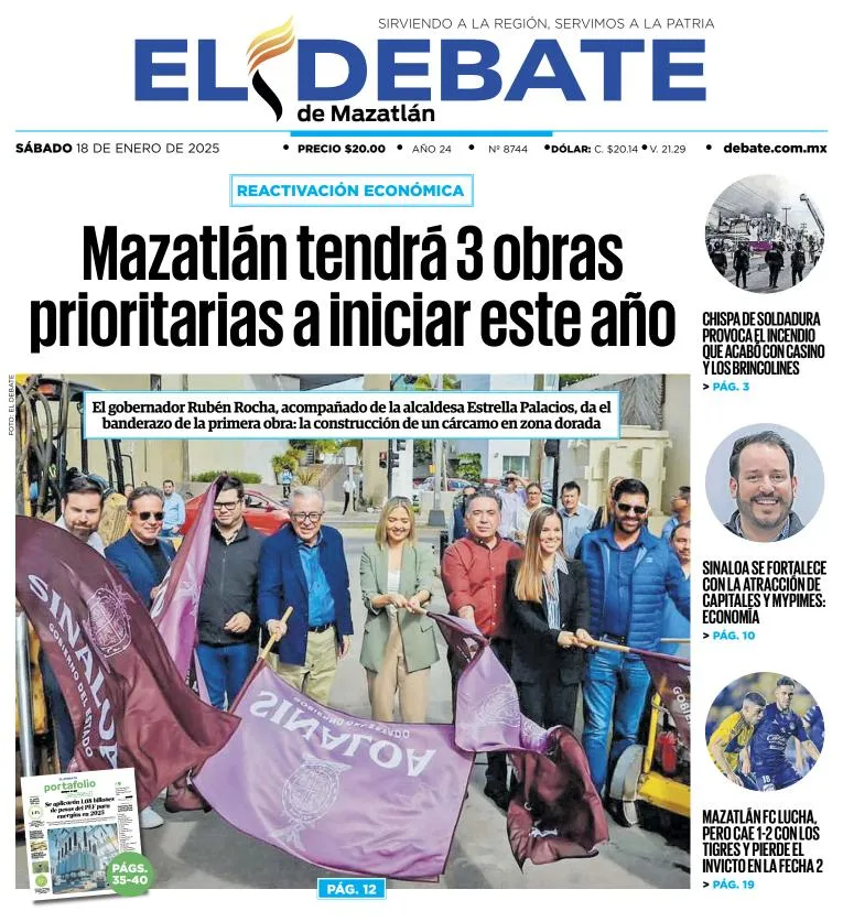 Portada de El Debate de Mazatlán