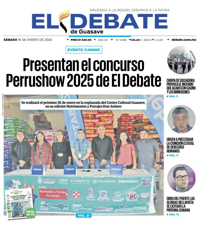 Portada de El Debate de Guasave del sábado, 18 de enero de 2025