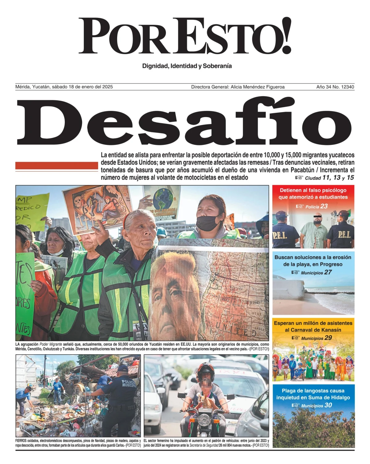 Portada de Por Esto (merida, Yucatan) del sábado, 18 de enero de 2025