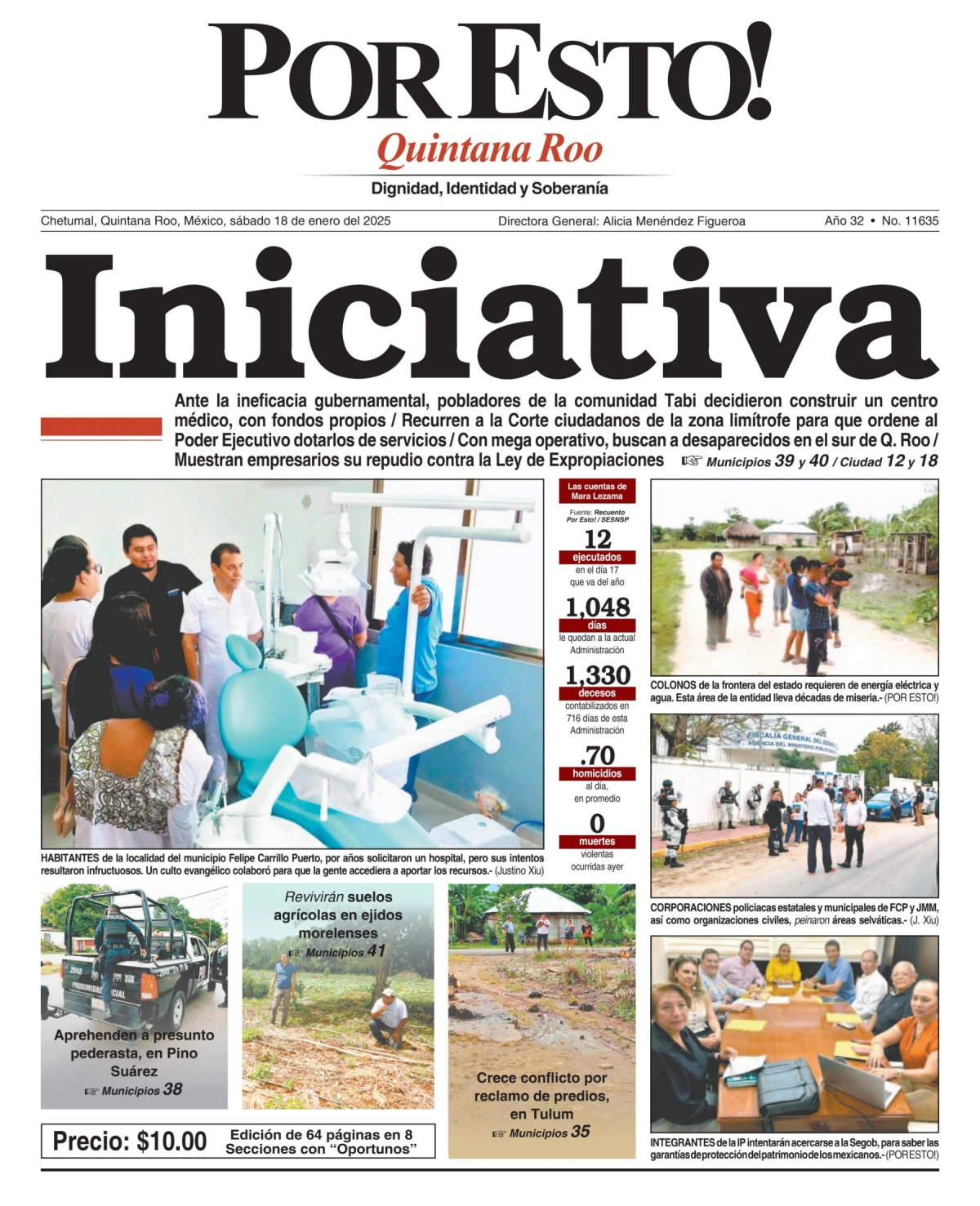 Portada de Por Esto (quintana Roo Chetumal) del sábado, 18 de enero de 2025