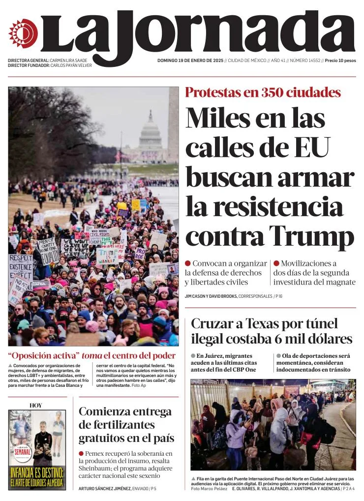 Portada de La Jornada del domingo, 19 de enero de 2025