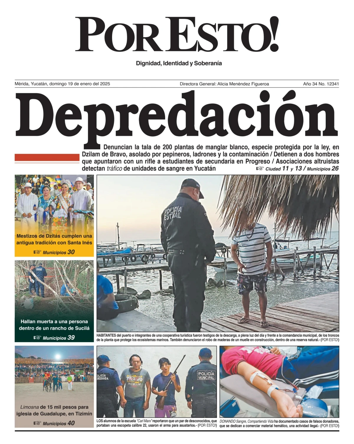 Portada de Por Esto (merida, Yucatan) del domingo, 19 de enero de 2025