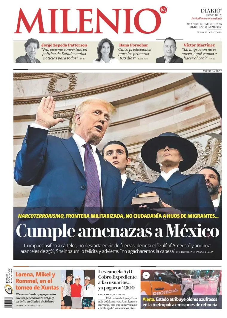 Portada de Milenio Monterrey del 2025-01-21