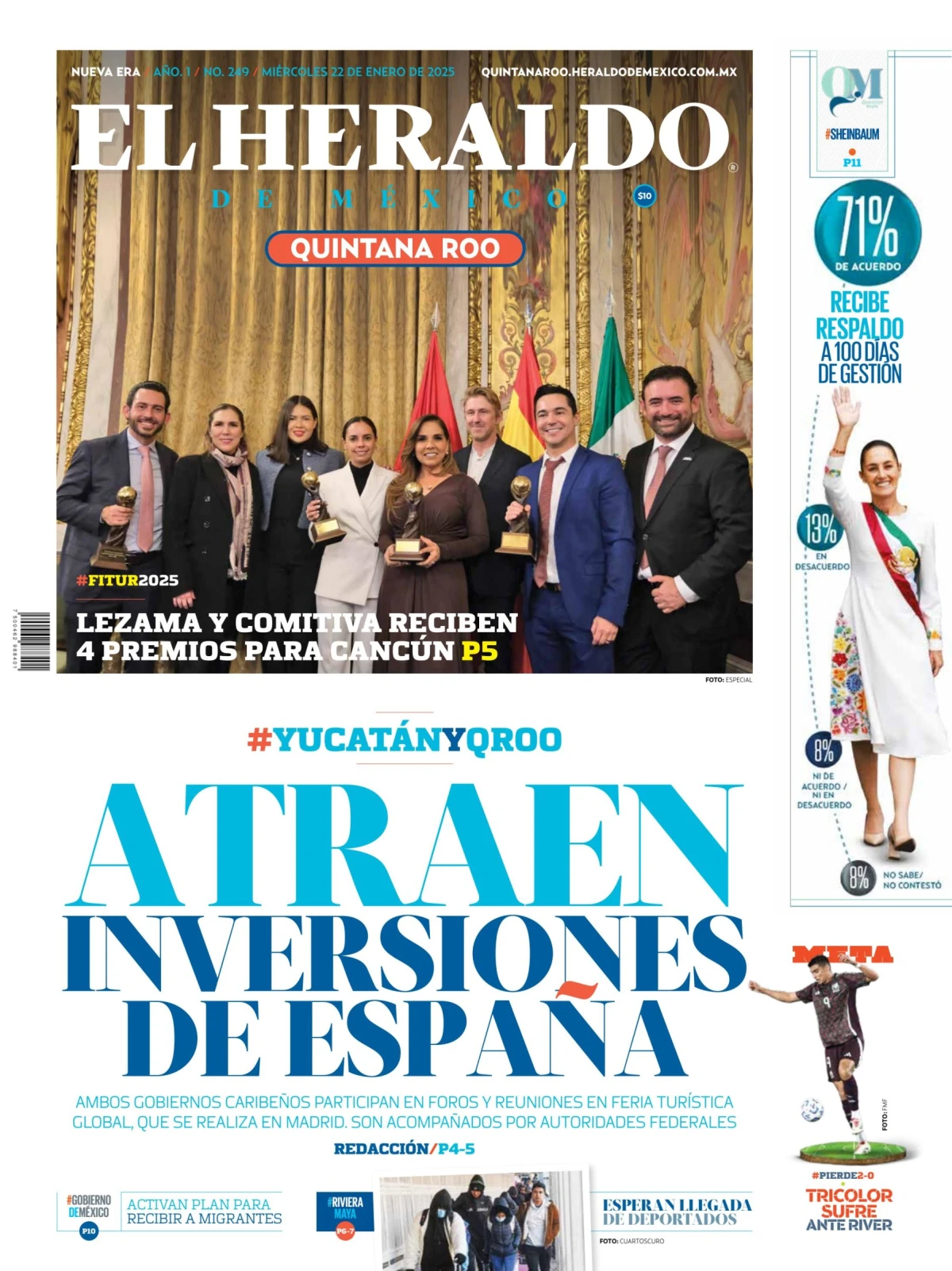 Portada de El Heraldo de Mexico - Quintana Roo del miércoles, 22 de enero de 2025