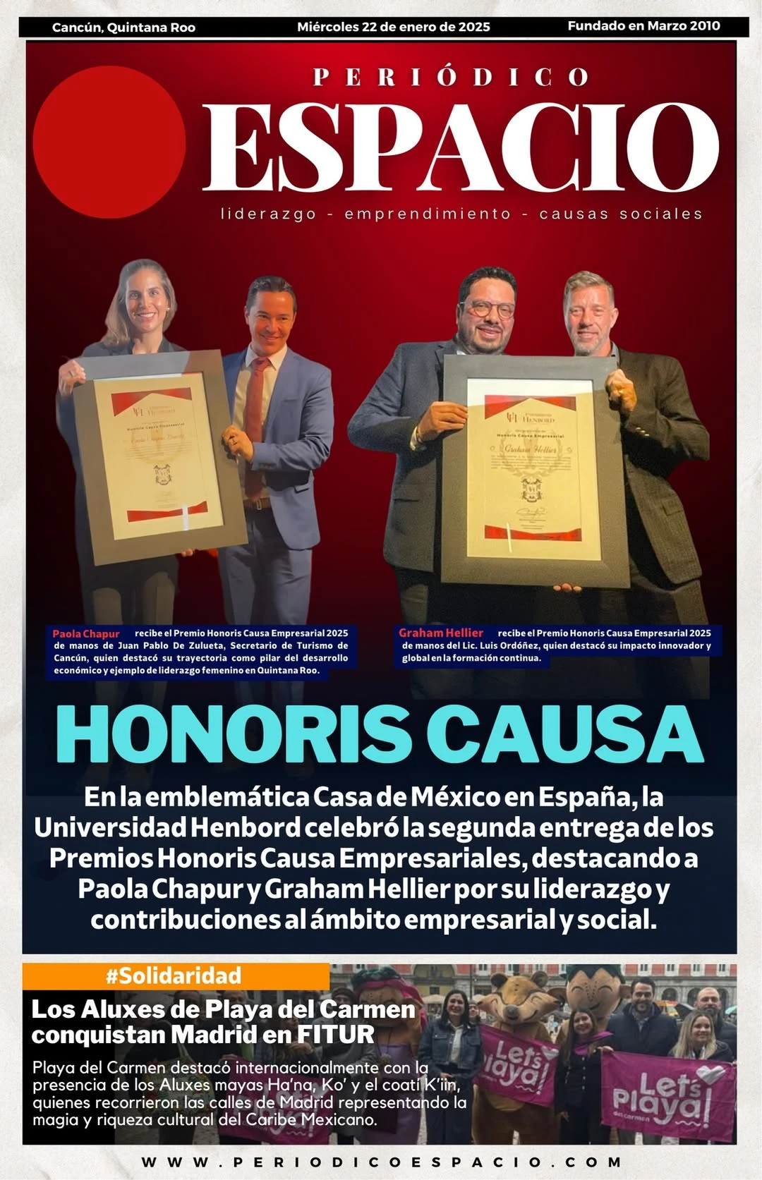 Portada de Periodico Espacio (contraportada) del 2025-01-22