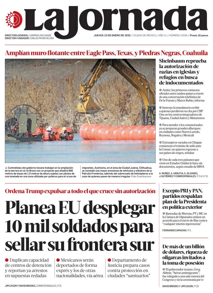 Portada de La Jornada