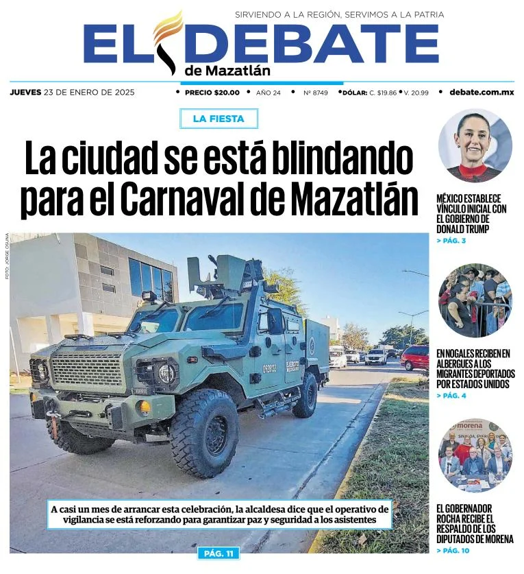 Portada de El Debate de Mazatlán