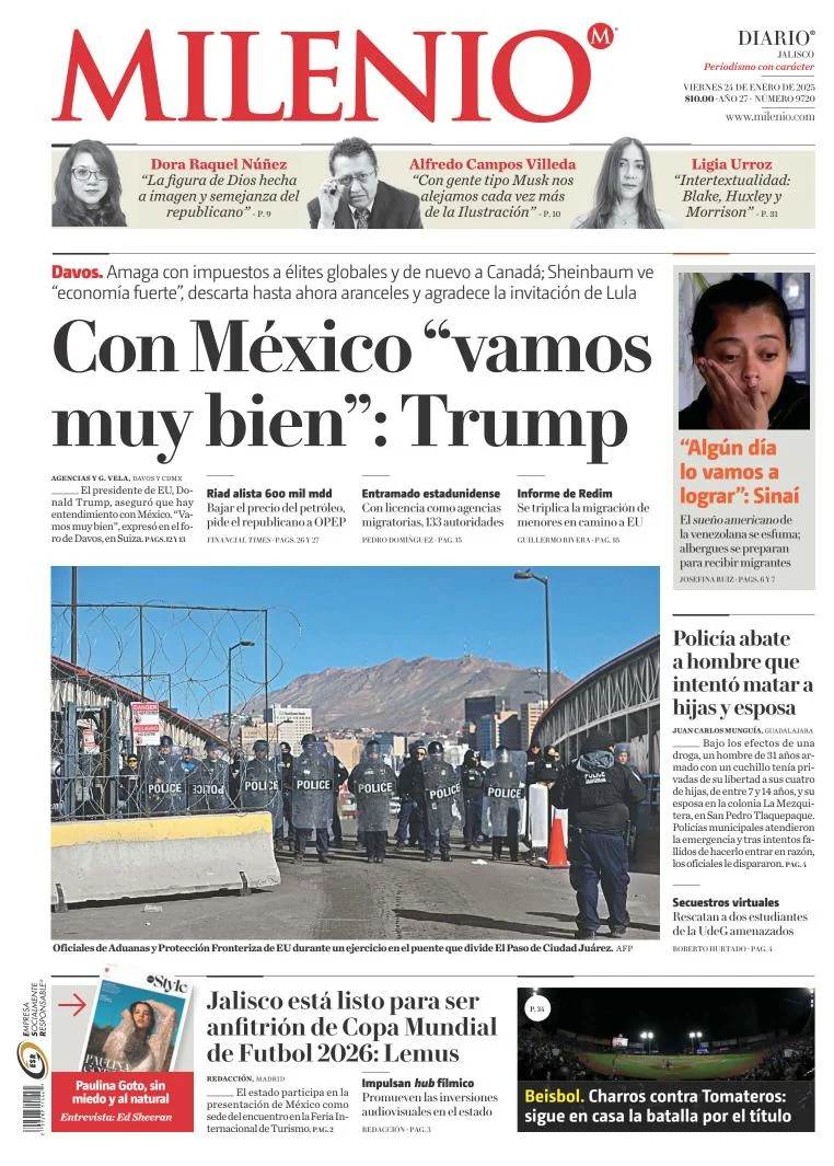 Portada de Milenio Jalisco del viernes, 24 de enero de 2025