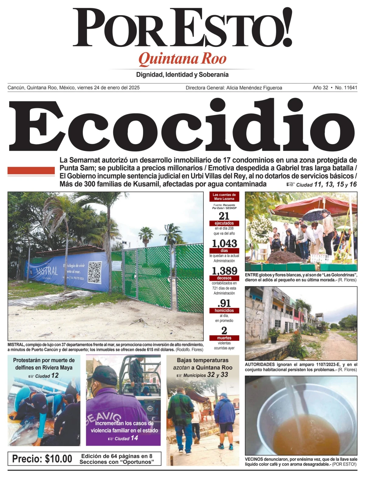 Portada de Por Esto (quintana Roo Cancun) del viernes, 24 de enero de 2025