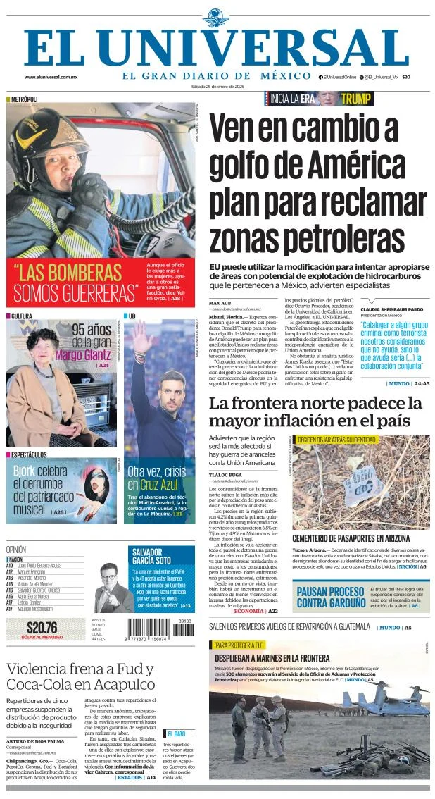 Portada de El Universal