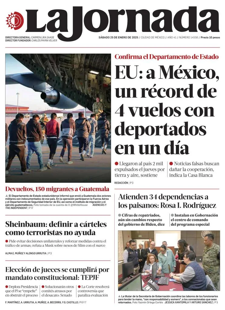 Portada de La Jornada