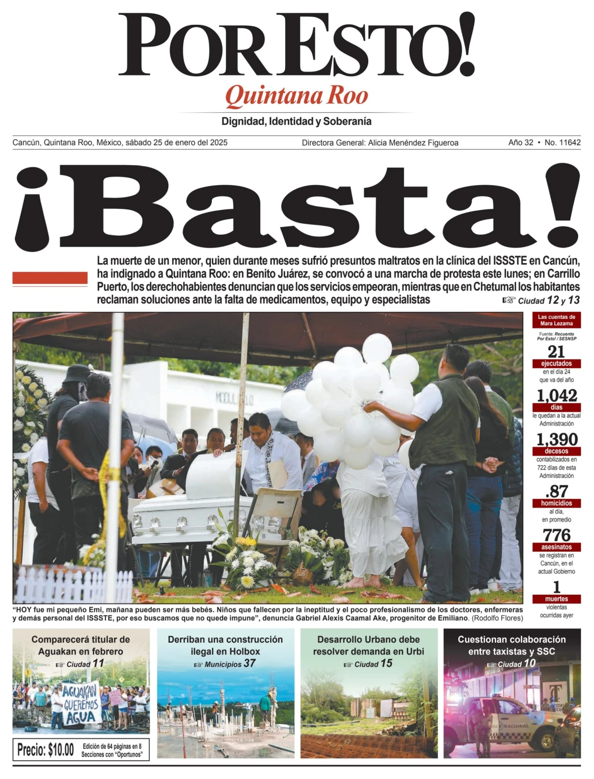Portada de Por Esto (quintana Roo Cancun) del sábado, 25 de enero de 2025