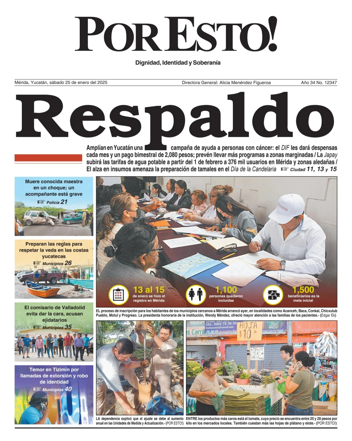 Portada de Por Esto (merida, Yucatan) del sábado, 25 de enero de 2025