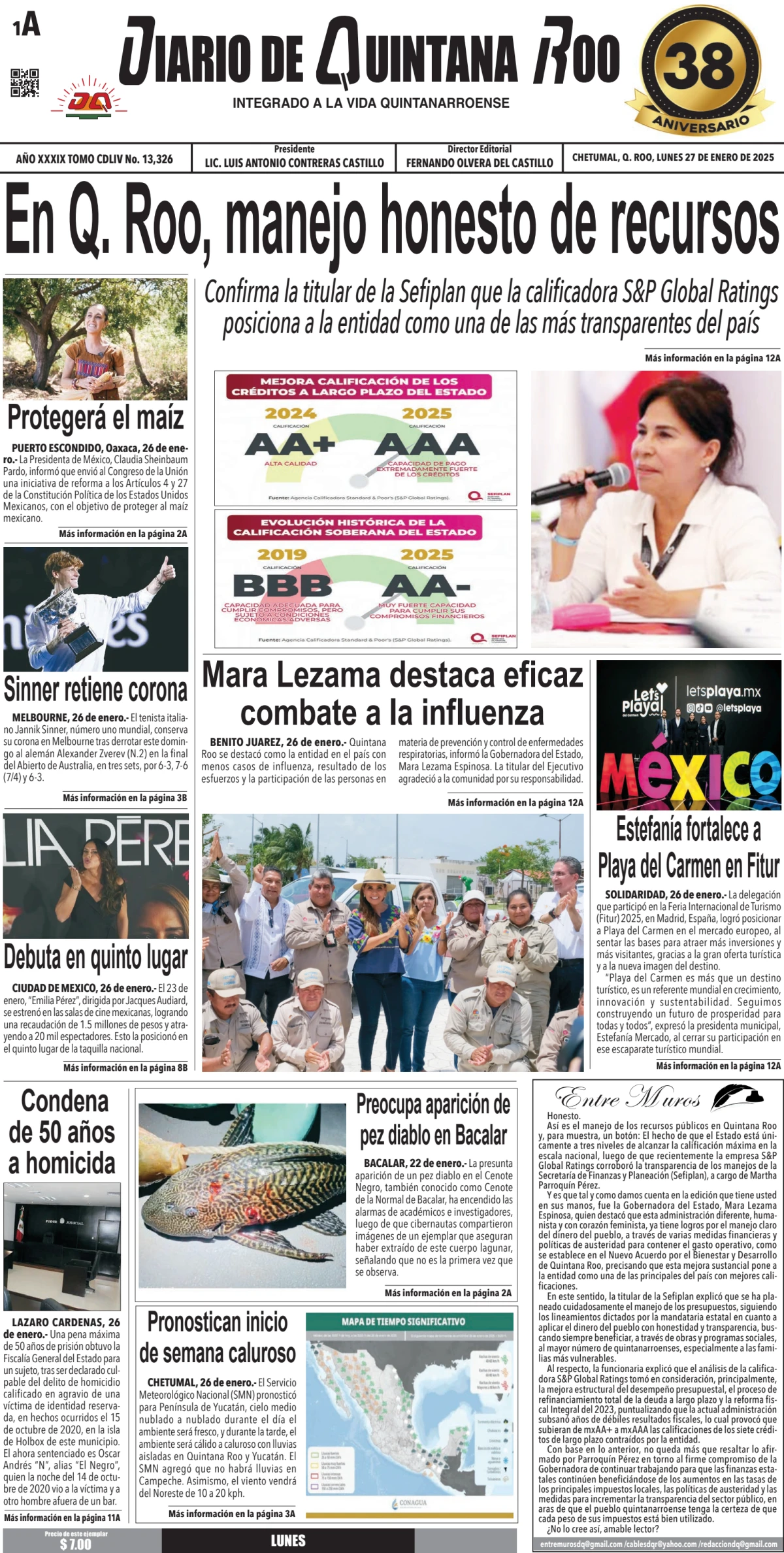 Portada de Diario de Quintana Roo (portada)