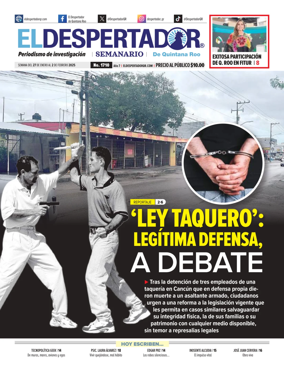 Portada de El Despertador de Quinatana Roo del lunes, 27 de enero de 2025