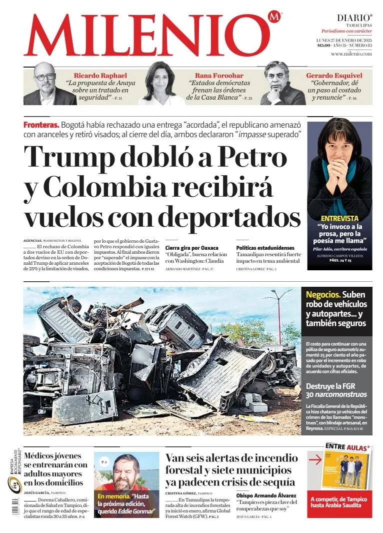 Portada de Milenio Tamaulipas