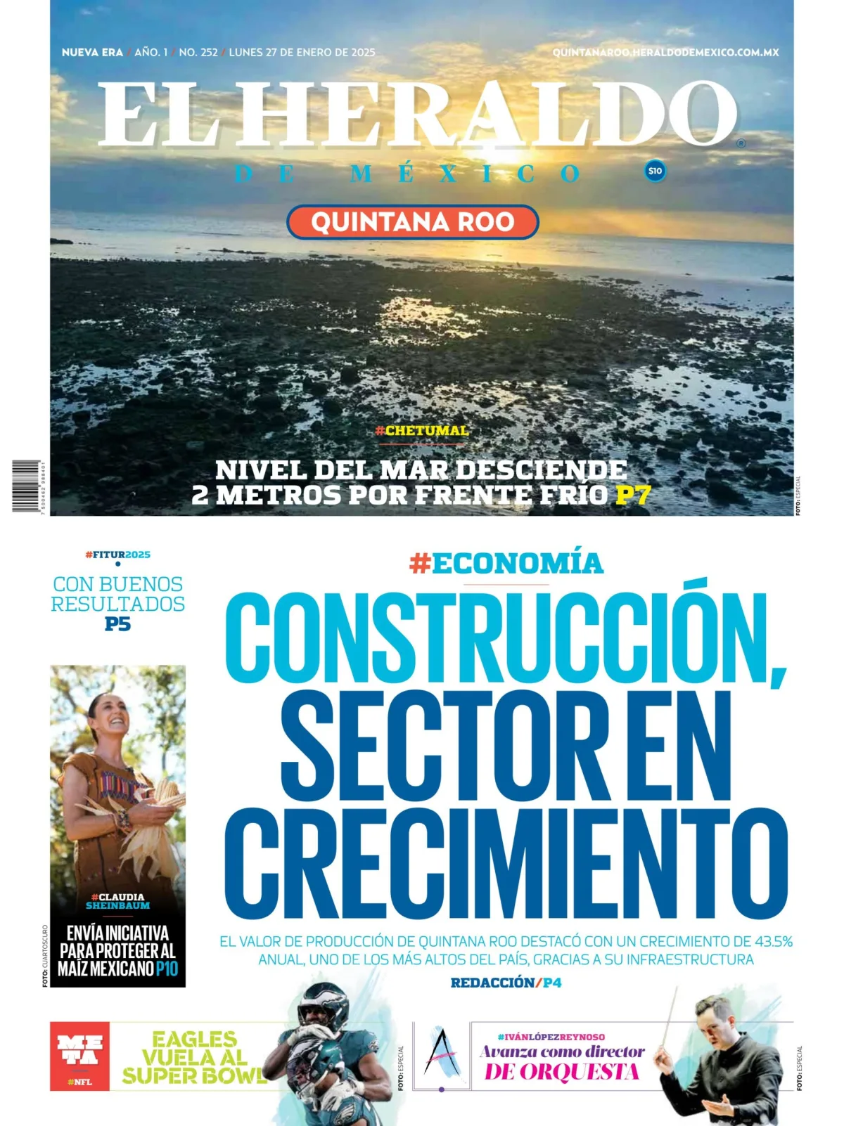 Portada de El Heraldo de Mexico - Quintana Roo del lunes, 27 de enero de 2025