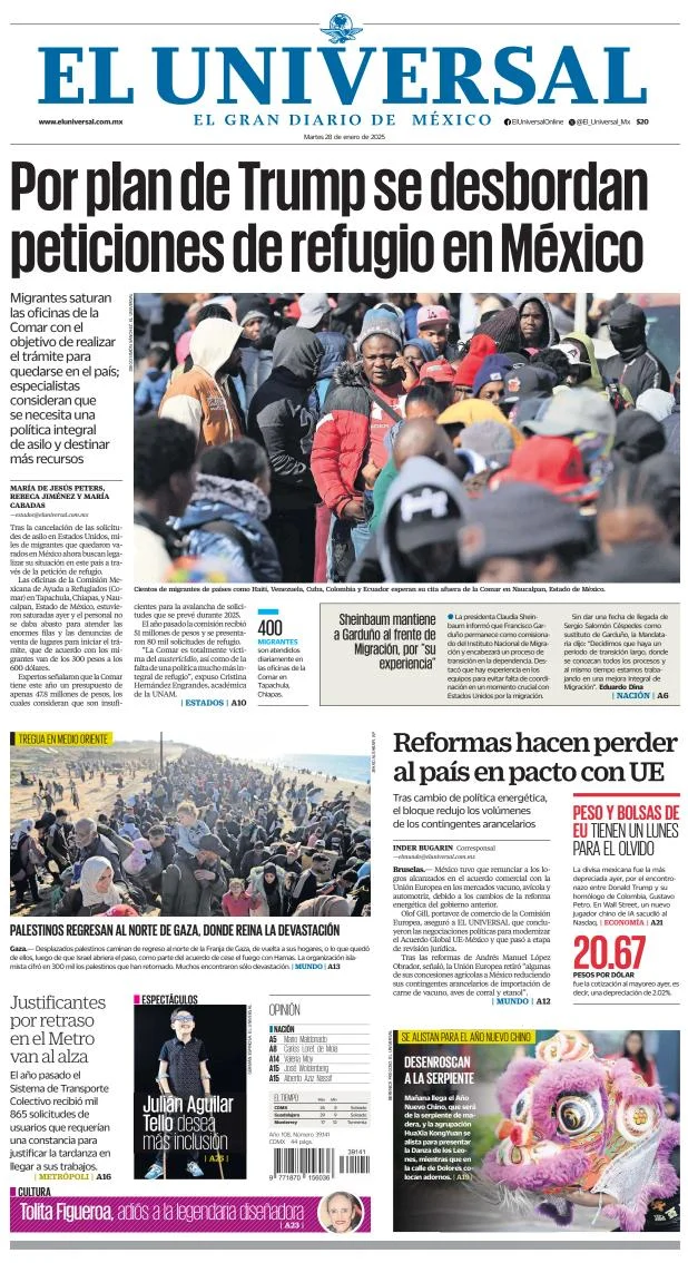 Portada de El Universal