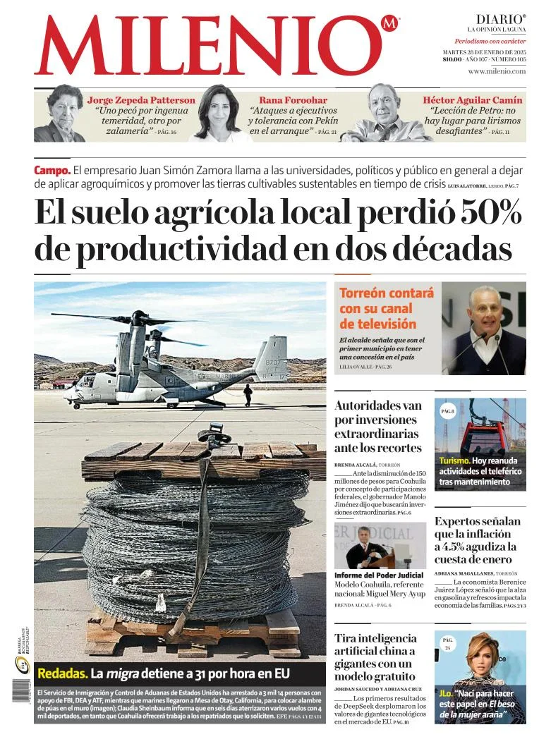 Portada de Milenio Laguna del martes, 28 de enero de 2025