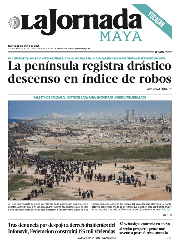 Portada de La Jornada Maya Yucatán del martes, 28 de enero de 2025