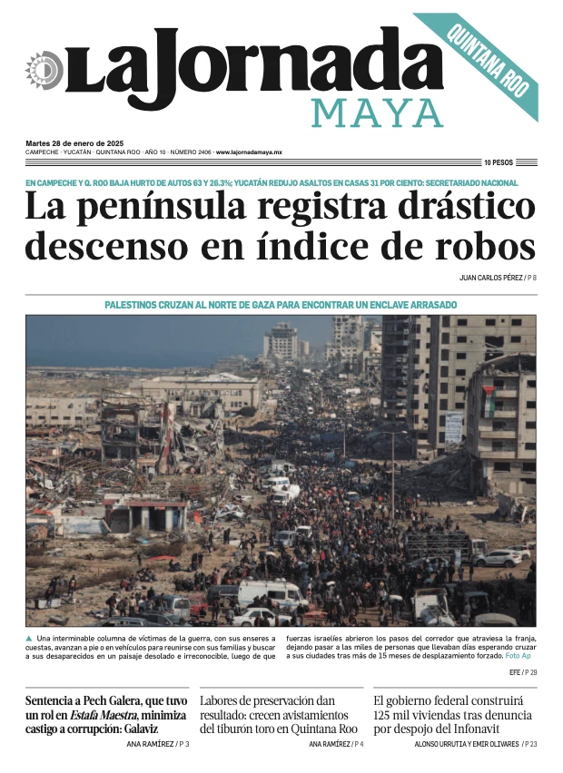 Portada de La Jornada Maya Quintana Roo del martes, 28 de enero de 2025