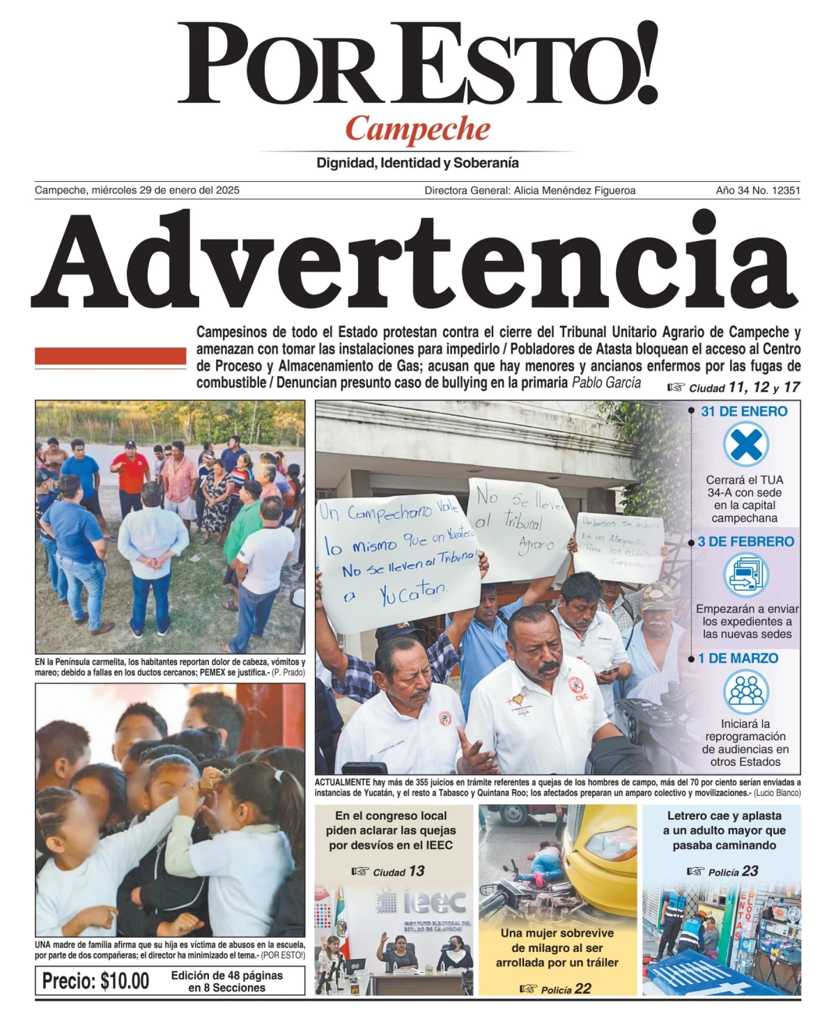 Portada de Por Esto (campeche) del miércoles, 29 de enero de 2025