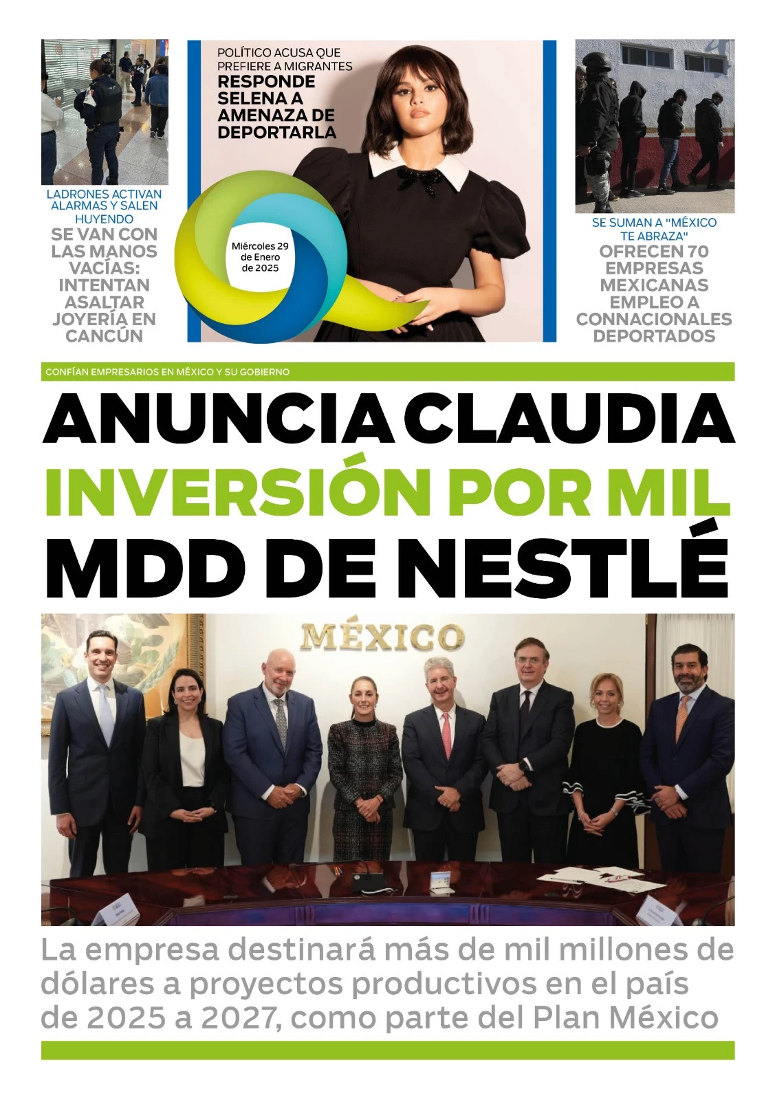 Portada de El Quintana Roo (contraportada) del miércoles, 29 de enero de 2025