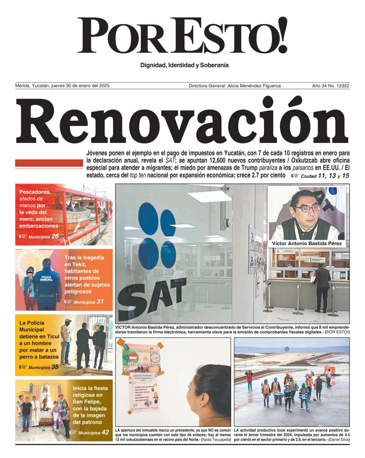 Portada de Por Esto (merida, Yucatan) del jueves, 30 de enero de 2025