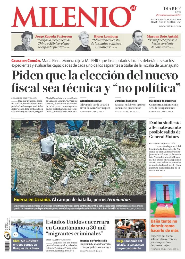 Portada de Milenio León del jueves, 30 de enero de 2025