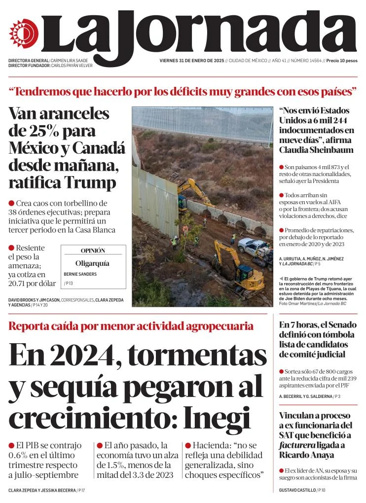 Portada de La Jornada