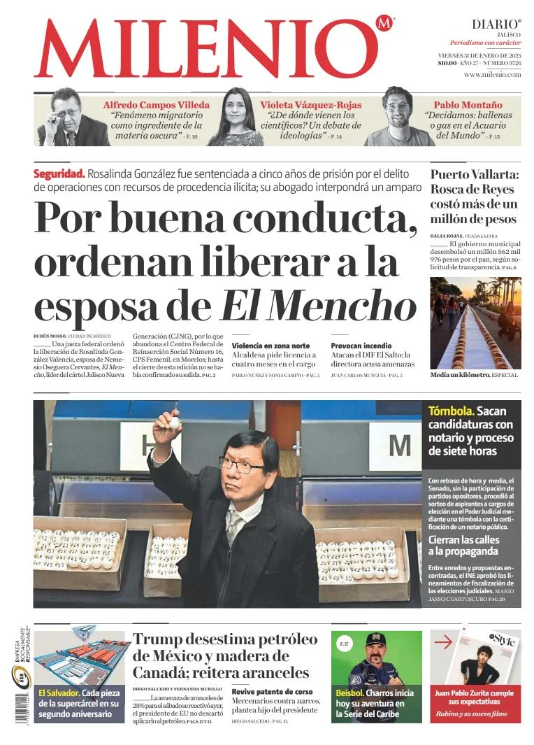 Portada de Milenio Jalisco del viernes, 31 de enero de 2025