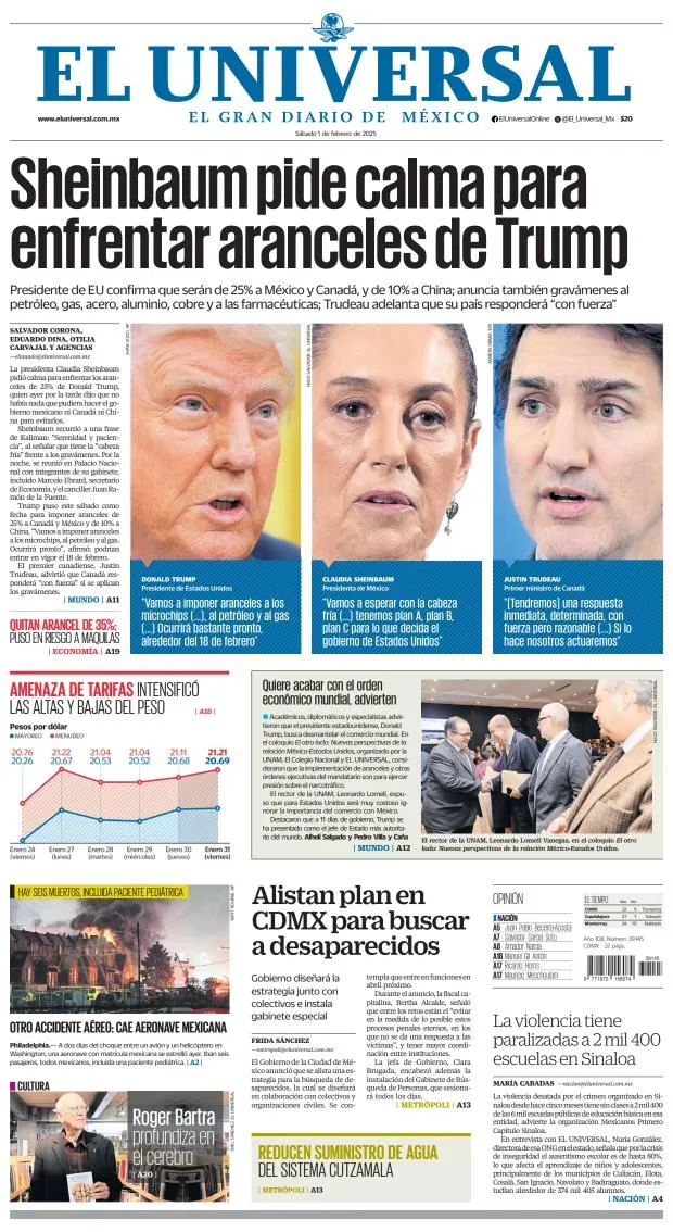 Portada de El Universal