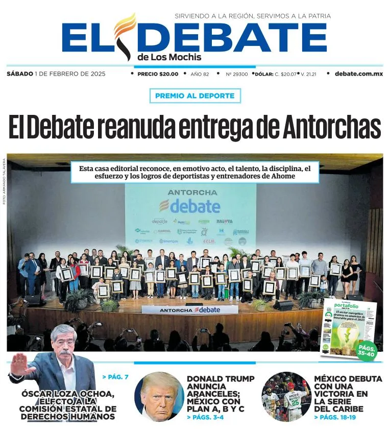 Portada de El Debate de los Mochis del sábado, 1 de febrero de 2025