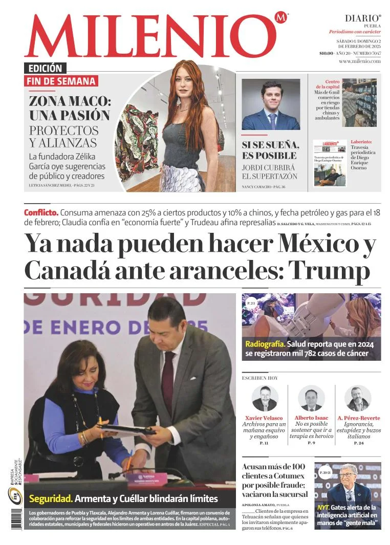 Portada de Milenio Puebla del sábado, 1 de febrero de 2025