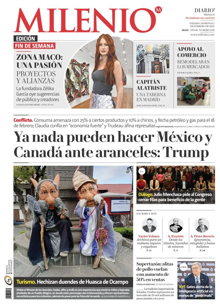 Portada de Milenio Hidalgo del sábado, 1 de febrero de 2025
