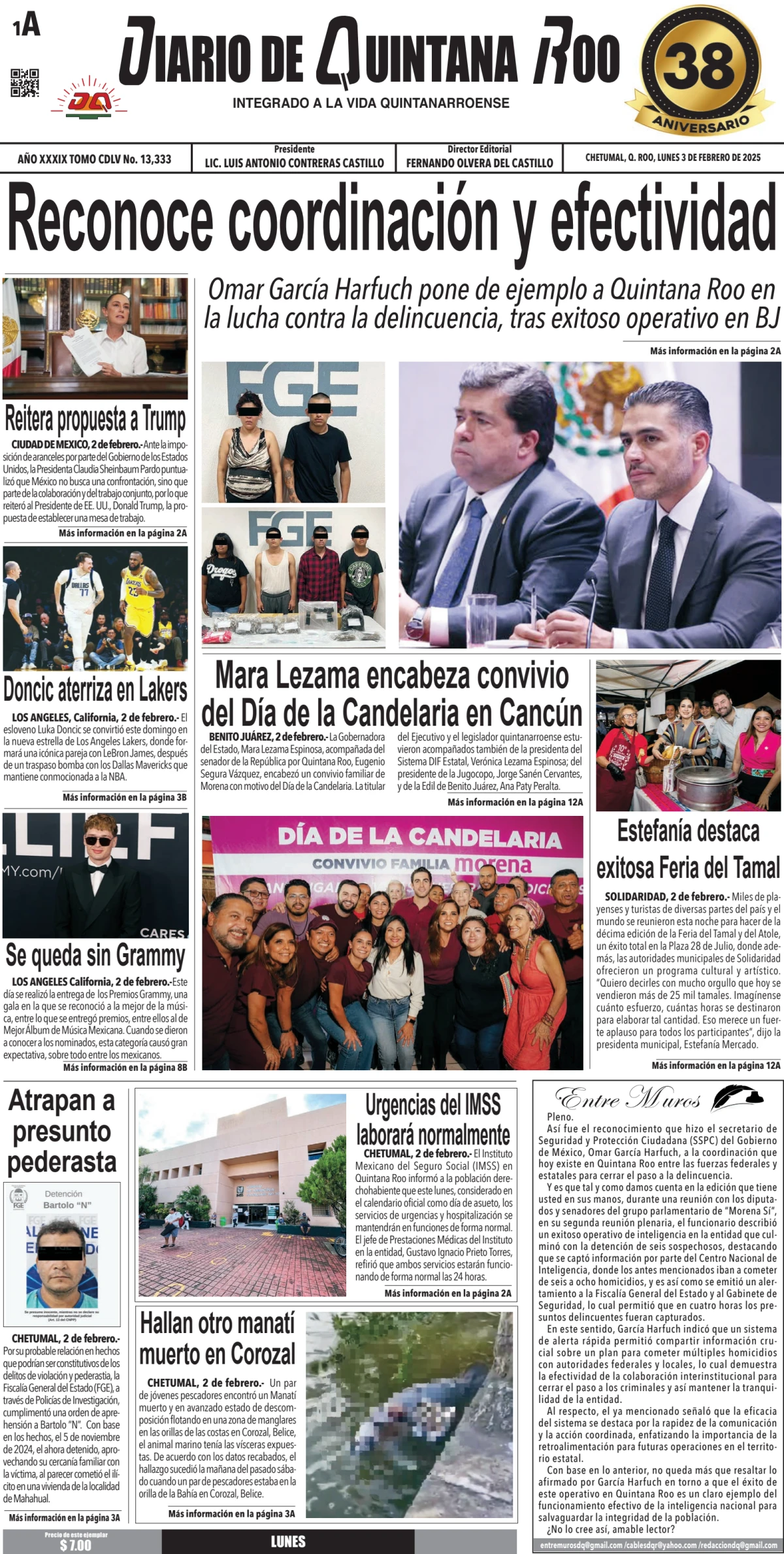 Portada de Diario de Quintana Roo (portada)