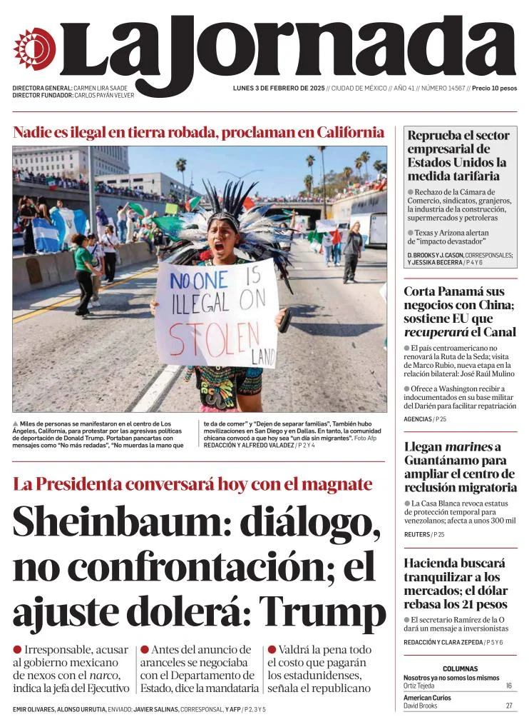 Portada de La Jornada