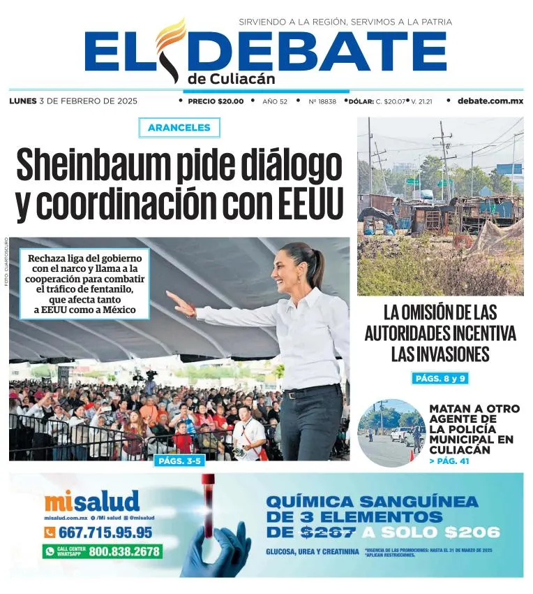 Portada de El Debate de Culiacán