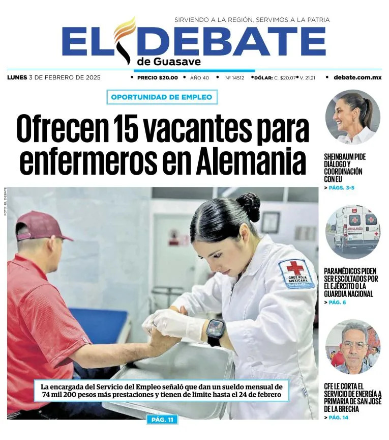Portada de El Debate de Guasave del lunes, 3 de febrero de 2025