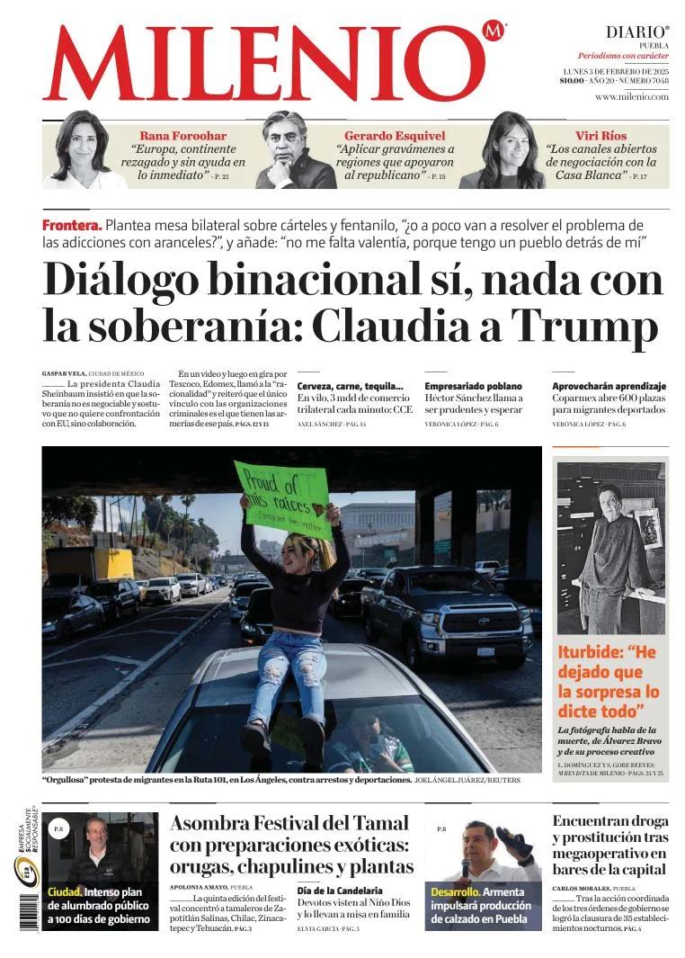 Portada de Milenio Puebla del lunes, 3 de febrero de 2025