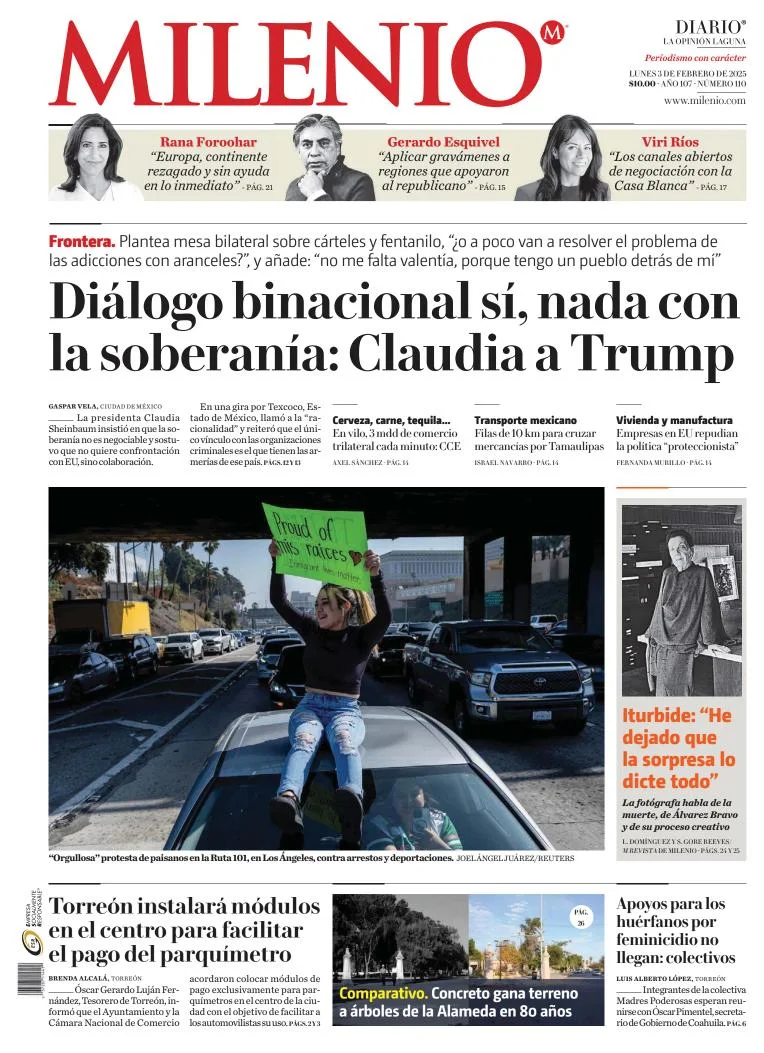 Portada de Milenio Laguna del lunes, 3 de febrero de 2025