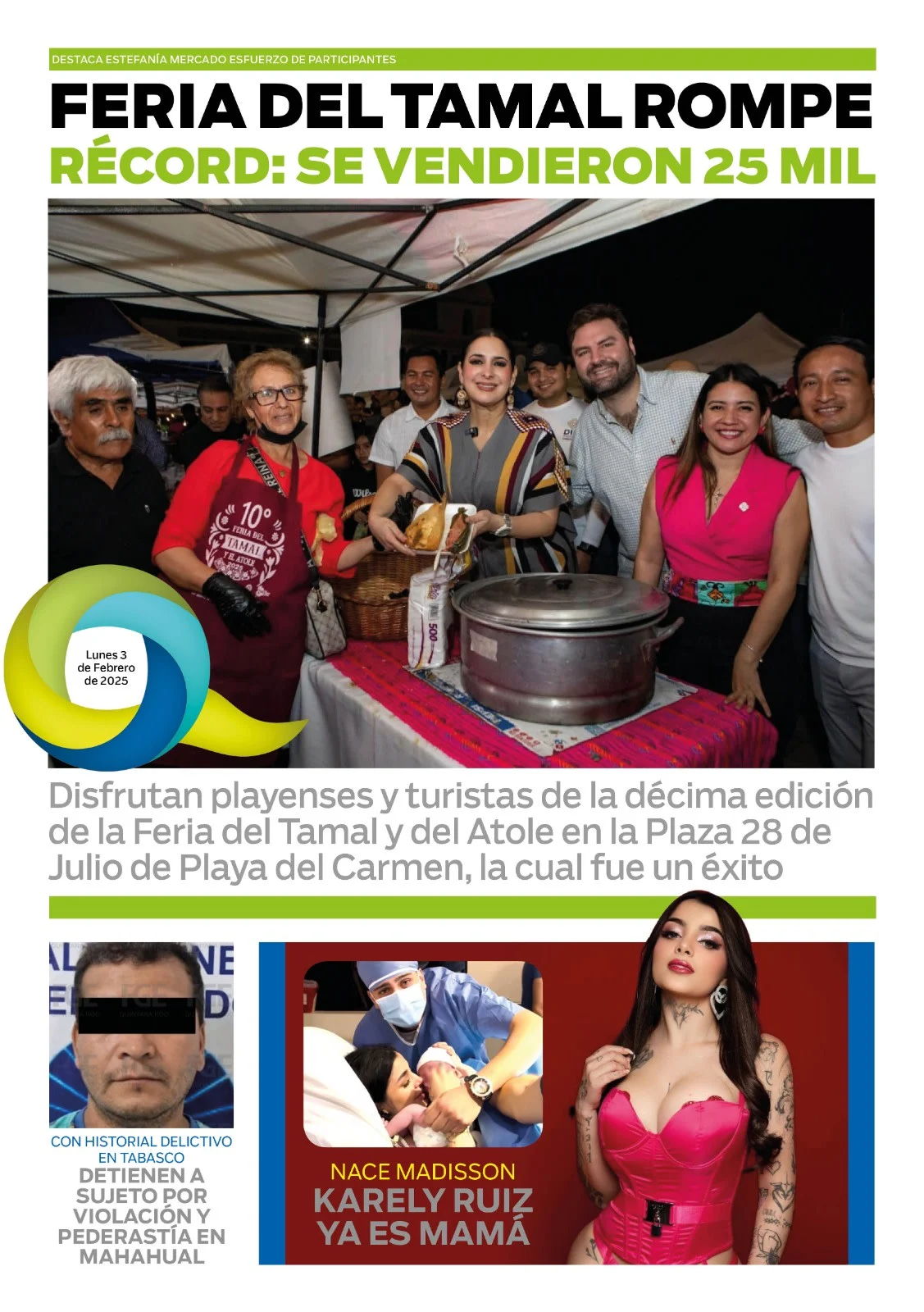 Portada de El Quintana Roo (contraportada) del lunes, 3 de febrero de 2025