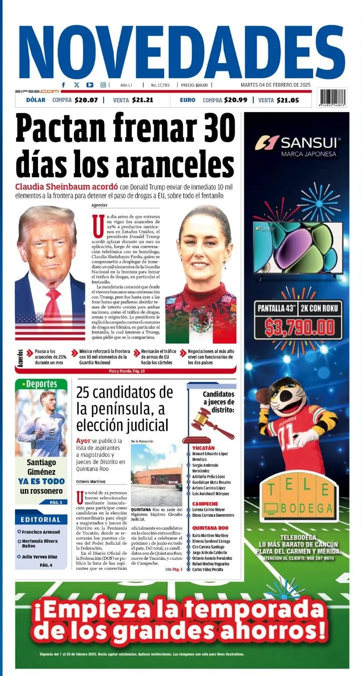 Portada de Novedades Quintana Roo