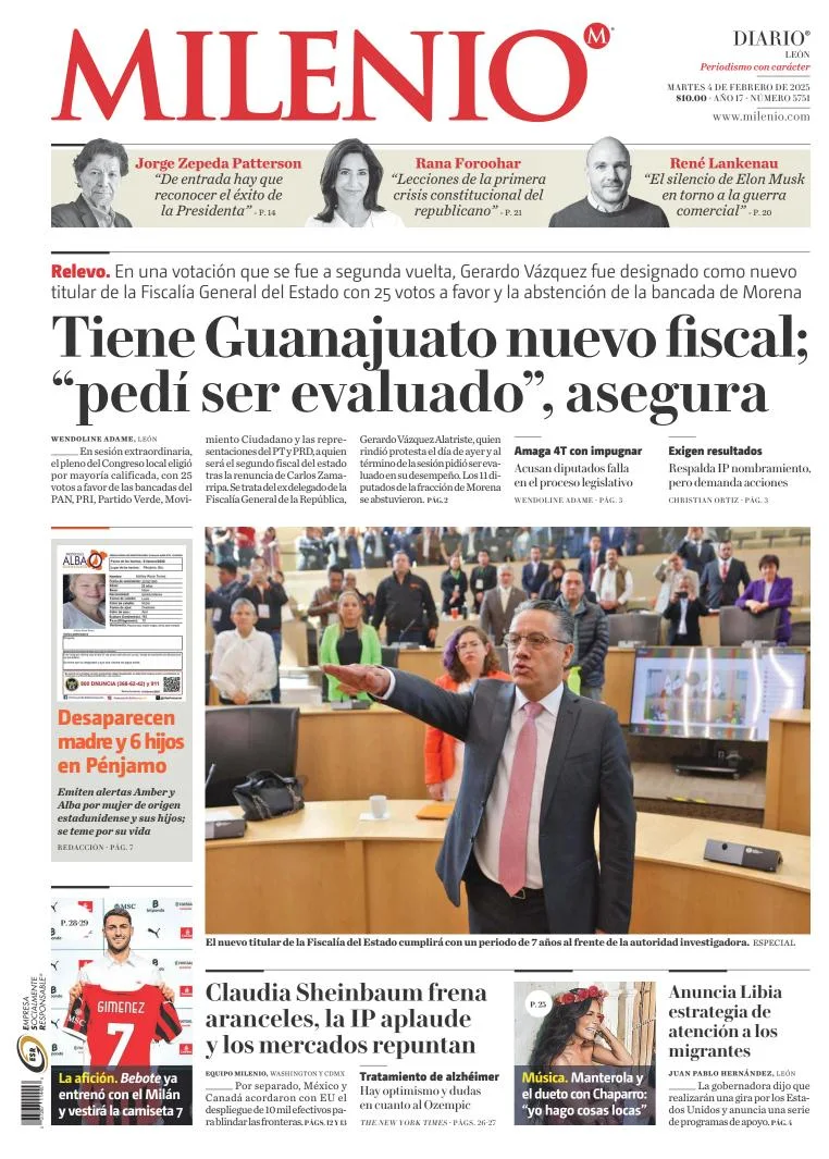 Portada de Milenio León del martes, 4 de febrero de 2025